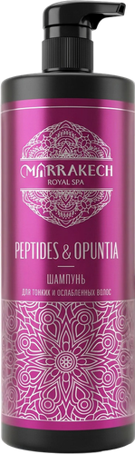 Шампунь для волос MARRAKECH ROYAL SPA Peptides&Opuntia Oil, для тонких и ослабленных, 1000мл, детальное фото