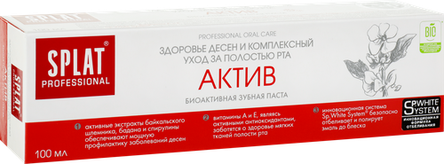 Зубная паста SPLAT Актив профессиональная лечебно-профилактическая, 100мл, фотография