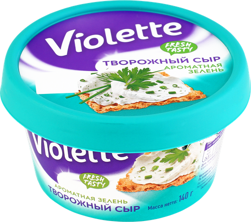 Сыр творожный КАРАТ Violette с зеленью 70%, без змж, 140г, фото