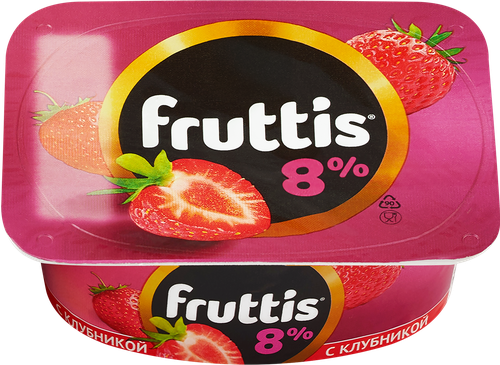 Продукт йогуртный FRUTTIS Суперэкстра Клубника/Яблоко, груша 8%, без змж, 115г, изображение