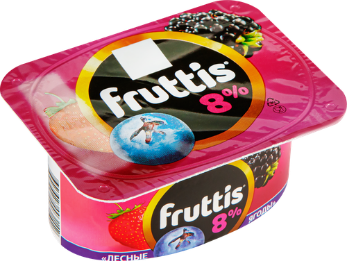 Продукт йогуртный FRUTTIS Суперэкстра Абрикос, манго/Лесные ягоды 8%, без змж, 115г, вид
