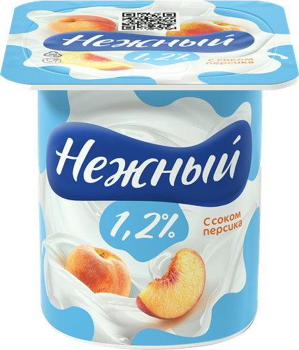 Продукт йогуртный CAMPINA Нежный с соком персика 1,2%, без змж, 100г, детальное фото