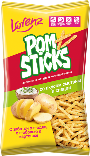 Чипсы картофельные POMSTICKS со вкусом сметаны и специй, соломка, 100г, фотография