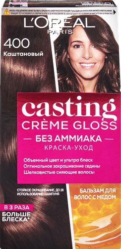 Краска-уход для волос CASTING CREME GLOSS 400 Каштан, без аммиака, 180мл, детальное фото