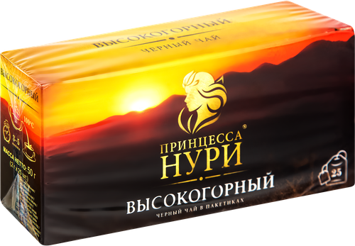Чай черный ПРИНЦЕССА НУРИ Высокогорный байховый, 25пак, крупный план