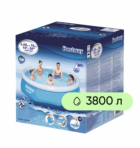 Бассейн надувной BESTWAY Fast Set 3800л 305x76см, Арт. 57266, фото