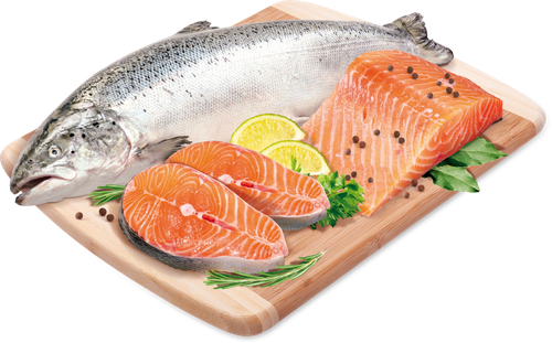 Лосось Атлантический потрошеный (из замороженного сырья) 3–6кг ЛЕНТА FRESH, весовой, вид