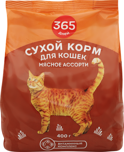 Корм сухой для кошек 365 ДНЕЙ Мясное ассорти, 400г, фото