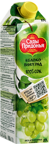 Сок САДЫ ПРИДОНЬЯ Яблочно-виноградный осветленный восстановленный, 1л, изображение