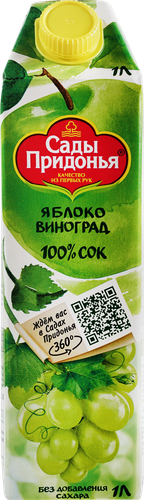 Сок САДЫ ПРИДОНЬЯ Яблочно-виноградный осветленный восстановленный, 1л, детальное фото