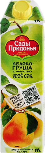 Сок САДЫ ПРИДОНЬЯ Яблоко, груша с мякотью восстановленный, 1л, вид