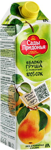 Сок САДЫ ПРИДОНЬЯ Яблоко, груша с мякотью восстановленный, 1л, изображение