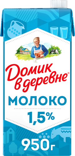 Молоко стерилизованное ДОМИК В ДЕРЕВНЕ 1,5%, без змж, 950г, детальное фото