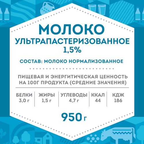 Молоко стерилизованное ДОМИК В ДЕРЕВНЕ 1,5%, без змж, 950г, вид