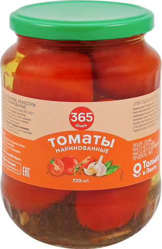 Томаты маринованные 365 ДНЕЙ, 720мл, крупный план