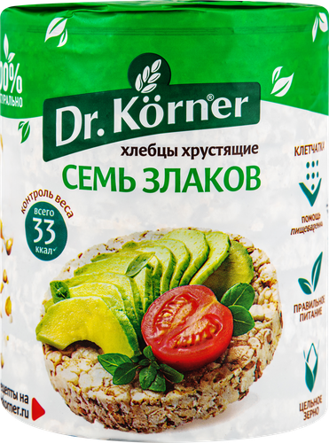 Хлебцы DR KORNER Семь злаков хрустящие, 100г, крупный план