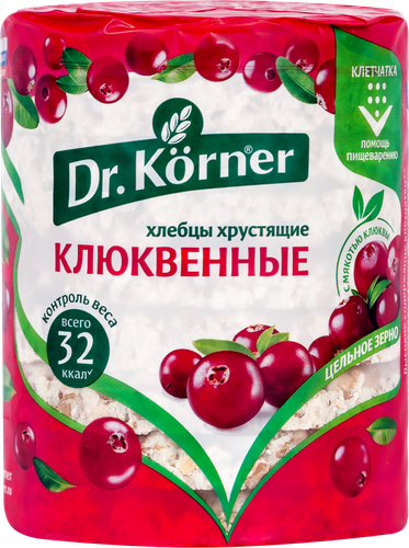 Хлебцы DR KORNER Злаковый коктейль клюквенный, хрустящие, 100г, фото