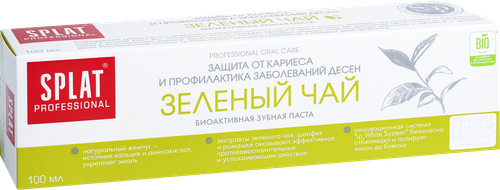 Зубная паста SPLAT Professional Зеленый чай, для защиты от кариеса и профилактики заболевания десен, 130г, 100мл, фотография
