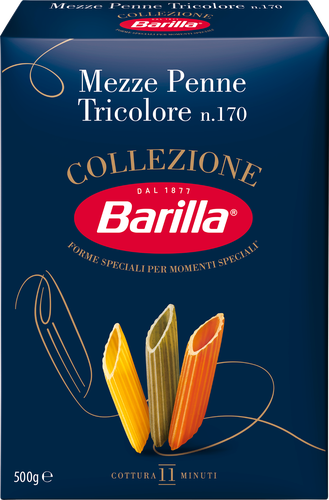 Макароны BARILLA Мецце пенне трехцветные из твердых сортов пшеницы группа А высший сорт, 500г, фото
