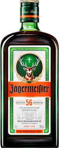 Ликер JAGERMEISTER 35%, десертный, 0.5л, крупный план