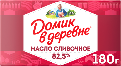Масло сливочное ДОМИК В ДЕРЕВНЕ 82,5%, без змж, 180г, вид