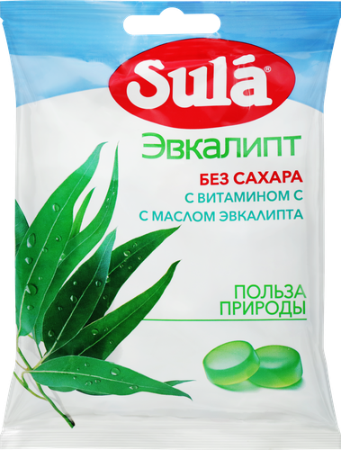Карамель леденцовая SULA Эвкалипт, без сахара, 60г, вид