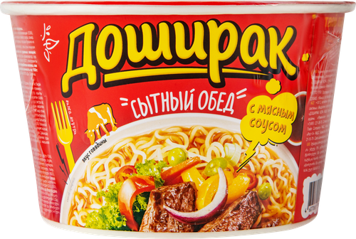 Лапша DOSHIRAK Сытный обед со вкусом говядины, 110г, крупный план