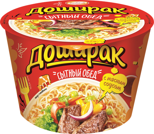 Лапша DOSHIRAK Сытный обед со вкусом говядины, 110г, крупный план