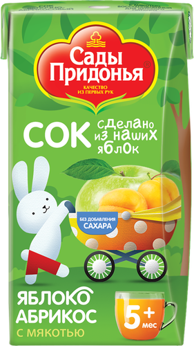 Сок САДЫ ПРИДОНЬЯ Яблоко, абрикос с мякотью, с 5 месяцев, 125мл, фото