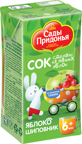 Сок САДЫ ПРИДОНЬЯ Яблоко, шиповник, с 6 месяцев, 125мл, детальное фото