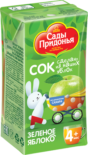 Сок САДЫ ПРИДОНЬЯ Зеленое яблоко, с 4 месяцев, 125мл, фото