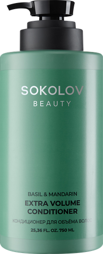 Кондиционер для волос SOKOLOV Basil&Mandarin, для объема, 750мл, детальное фото
