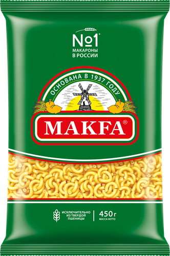 Макароны MAKFA Рожки гладкие высший сорт, 450г, фото