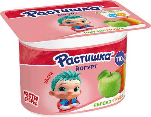 Йогурт для детей РАСТИШКА Яблоко, груша 3%, без змж, 110г, вид