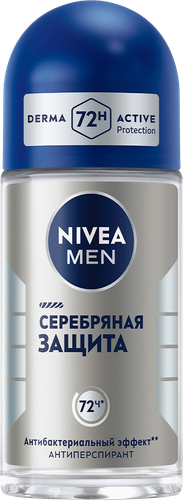 Дезодорант роликовый мужской NIVEA Men Серебряная защита, 50мл, крупный план