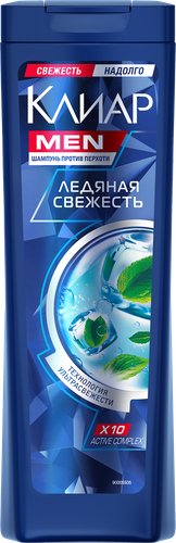 Шампунь для волос мужской КЛИАР Ледяная свежесть с ментолом, против перхоти, 400мл, детальное фото