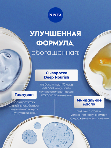 Молочко для тела NIVEA Питание и забота с миндальным маслом, для сухой  кожи, 250мл, крупный план