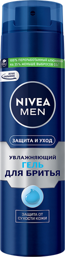 Гель для бритья NIVEA Men Защита и уход увлажняющий, 200мл, крупный план