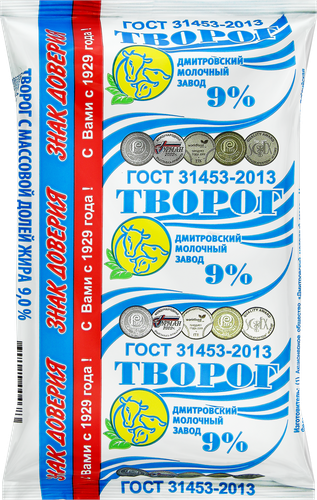 Творог МЗ ДМИТРОВСКИЙ 9%, без змж, 180г, фотография