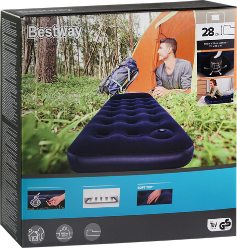 Матрас надувной BESTWAY Easy Inflate одноместный 185х76х28см, со 
встроенным ножным насосом, Арт. 67223, вид