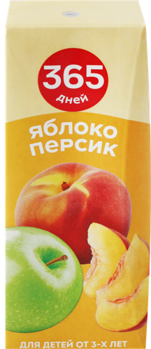Нектар 365 ДНЕЙ Яблочно-персиковый, 0.2л, крупный план