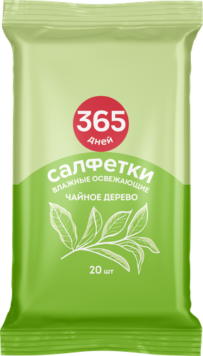Салфетки влажные 365 ДНЕЙ Ice Tea освежающие, 20шт, изображение