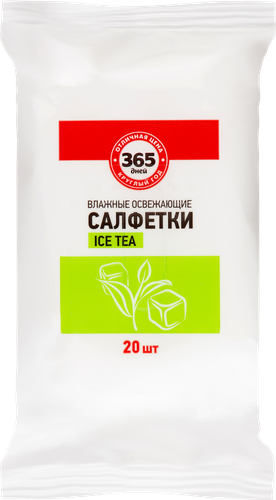 Салфетки влажные 365 ДНЕЙ Ice Tea освежающие, 20шт, детальное фото