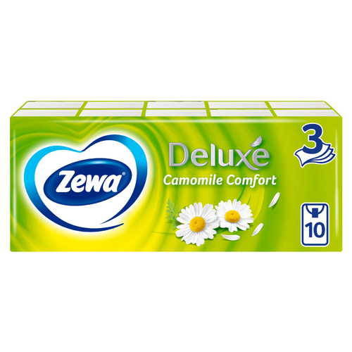 Платочки бумажные носовые ZEWA Deluxe Ромашка 3-слоя, 10шт, вид