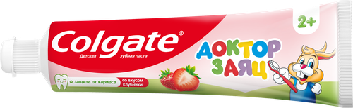 Зубная паста детская COLGATE Доктор Заяц со вкусом клубники, защита от кариеса с фторидом, с 2 лет, 50мл, вид