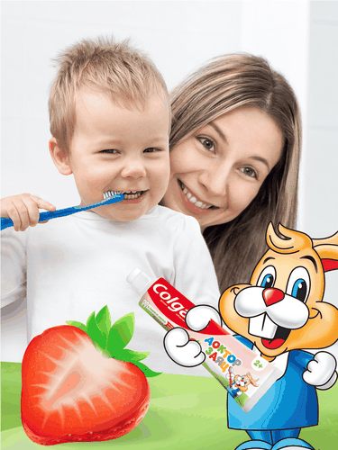 Зубная паста детская COLGATE Доктор Заяц со вкусом клубники, защита от кариеса с фторидом, с 2 лет, 50мл, изображение