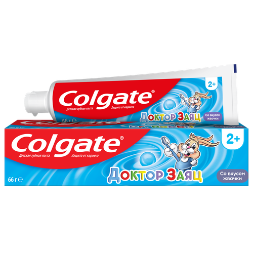 Зубная паста детская COLGATE Доктор Заяц со вкусом клубники, защита от кариеса с фторидом, с 2 лет, 50мл, картинка
