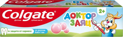 Зубная паста детская COLGATE Доктор Заяц со вкусом жвачки, защита от кариеса с фторидом, с 2 лет, 50мл, фотография