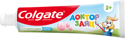 Зубная паста детская COLGATE Доктор Заяц со вкусом жвачки, защита от кариеса с фторидом, с 2 лет, 50мл, фотография