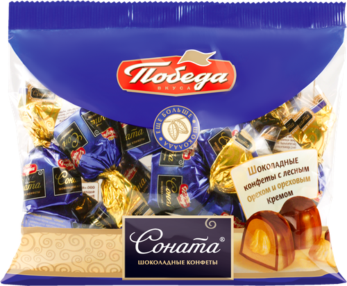 Конфеты ПОБЕДА ВКУСА Соната с лесным орехом и ореховым кремом, 200г, вид